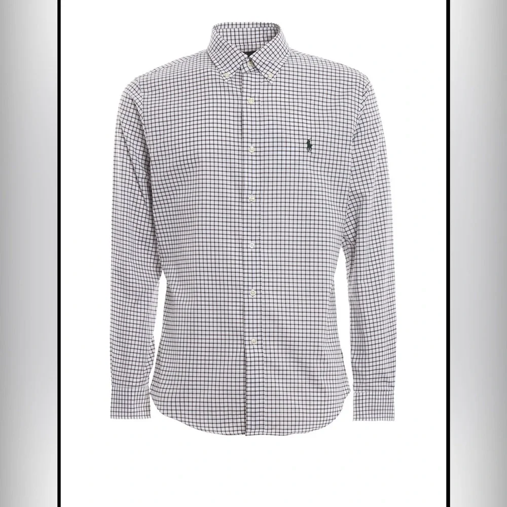 Polo Ralph Lauren Boys 116 Button Down Shirt Blue White‎ Navy Plaid Check